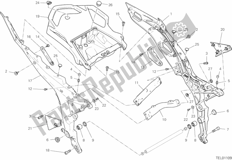 Todas las partes para Marco Trasero Comp. De Ducati Multistrada 1260 S Pikes Peak USA 2020